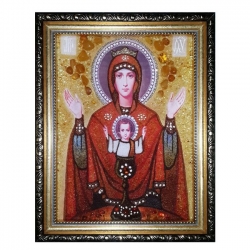 Янтарная икона Пресвятая Богородица Неупиваемая Чаша 15x20 см - фото