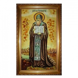 Янтарная икона Преподобный Иосиф Волоколамский 15x20 см - фото