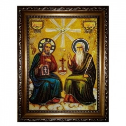 Янтарная икона Святая Троица 15x20 см - фото