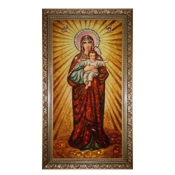 Янтарная икона Пресвятая Богородица Леушинская 15x20 см - фото