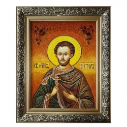 Янтарная икона Святой мученик Виктор 40x60 см - фото