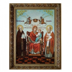 Янтарная икона Пресвятая Богородица Домостроительница 15x20 см - фото