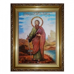 Янтарная икона Святой Апостол Павел 15x20 см - фото