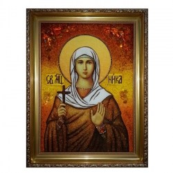 Янтарная икона Святая мученица Ника 30x40 см - фото