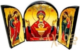 Икона под старину Пресвятая Богородица Неупиваемая Чаша Складень тройной 14x10 см