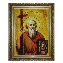 Янтарная икона Святой Апостол Андрей Первозванный 15x20 см - фото
