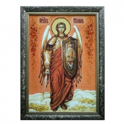 Янтарная икона Святой Архистратиг Михаил 15x20 см - фото
