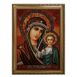 Янтарная икона Божия Матерь Казанская 80x120 см - фото