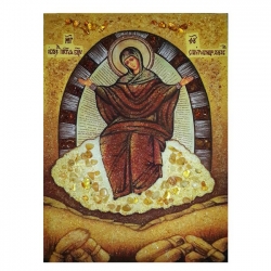 Янтарная икона Пресвятая Богородица Спорительница хлебов 80x120 см - фото