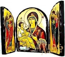 Икона под старину Пресвятая Богородица Троеручица Складень тройной 14x10 см - фото