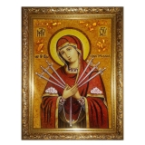 Янтарная икона Пресвятая Богородица Семистрельная 30x40 см