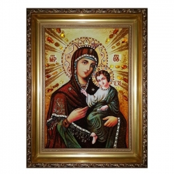 Янтарная икона Пресвятая Богородица Смоленская 60x80 см - фото