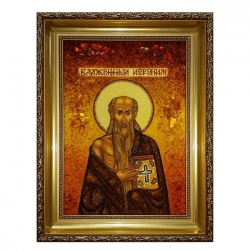 Янтарная икона Блаженный Иероним 15x20 см - фото