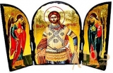 Икона под старину Святой Артемий Антиохийский Складень тройной 14x10 см