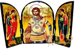 Икона под старину Святой Артемий Антиохийский Складень тройной 14x10 см - фото