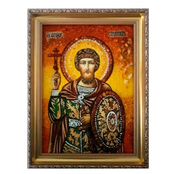 Янтарная икона Святой мученик Андрей Стратилат 40x60 см - фото