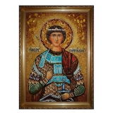 Янтарная икона Святой Георгий Победоносец 40x60 см