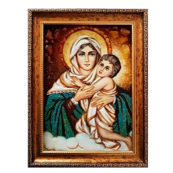 Янтарная икона Пресвятая Богородица с Младенцем Христом 80x120 см - фото