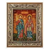 Янтарная икона Святые мученики Сергий и Вакх 30x40 см