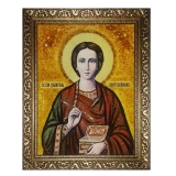 Янтарная икона Святой великомученик и целитель Пантелеймон 30x40 см