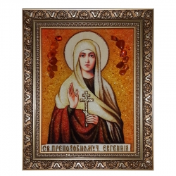 Янтарная икона Святая мученица Евгения 30x40 см - фото