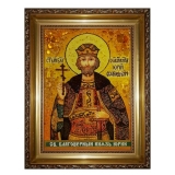 Янтарная икона Святой благоверный князь Юрий 60x80 см