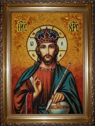 Янтарная икона Господь Иисус Христос Вседержитель 40x60 см - фото