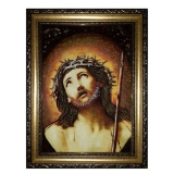 Янтарная икона Господь в терновом венце 40x60 см