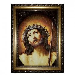 Янтарная икона Господь в терновом венце 60x80 см - фото