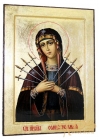 Икона Пресвятая Богородица Семистрельная Греческий стиль в позолоте 13x17 см без шкатулки