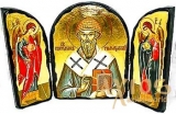 Икона под старину Святитель Спиридон Тримифунтский Складень тройной 14x10 см