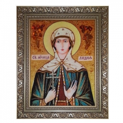 Янтарная икона Святая мученица Лидия 15x20 см - фото