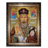 Янтарная икона Святитель Николай Чудотворец 40x60 см