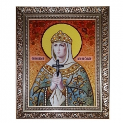 Янтарная икона Святая равноапостольная княгиня Ольга 30x40 см - фото