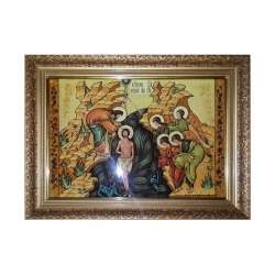 Янтарная икона Крещение Господа Иисуса Христа 15x20 см - фото
