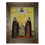 Янтарная икона Святые Петр и Феврония 60x80 см