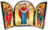 Икона под старину Покров Пресвятой Богородицы Складень тройной 14x10 см