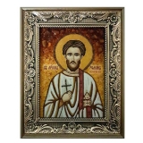 Янтарная икона Святой Роман Кесарийский 30x40 см