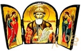 Икона под старину Святой Равноапостольный князь Владимир Складень тройной 14x10 см