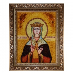 Янтарная икона Святая Людмила Чешская 60x80 см - фото