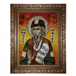 Янтарная икона Святой Ярослав Муромский 80x120 см - фото