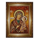 Янтарная икона Пресвятая Богородица Виленская 15x20 см