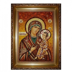 Янтарная икона Пресвятая Богородица Виленская 80x120 см - фото