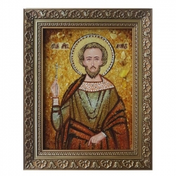 Янтарная икона Святой мученик Леонид 60x80 см - фото