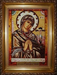 Янтарная икона Пресвятая Богородица Ахтырская 40x60 см - фото