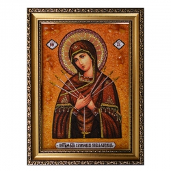 Янтарная икона Божия Матерь Семистрельная 60x80 см - фото