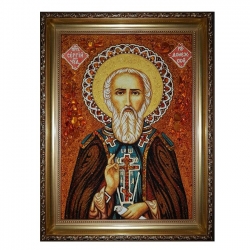 Янтарная икона Преподобный Сергий Радонежский 15x20 см - фото