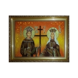 Янтарная икона Святые равноапостольные Константин и Елена 80x120 см