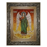 Янтарная икона Святой Ангел-Хранитель с мечом 40x60 см