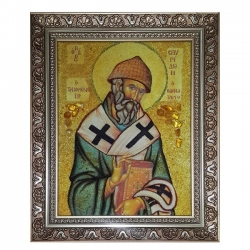 Янтарная икона Святой Спиридон Тримифунтский 80x120 см - фото